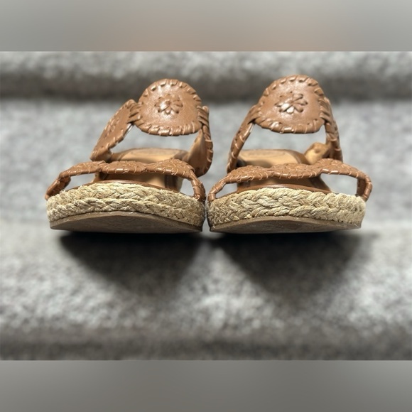 Jack Rodgers Shelby Rope Wedge Leather Sandal Heels in Tan Women’s 6.5 - Picture 3 of 8